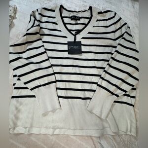 Black and Cream Striped Sweater - 3X